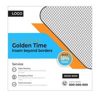 Holiday trip social media posts and web banner square design vector
