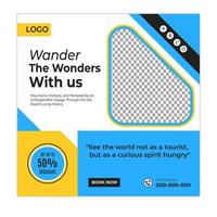 Eco tour social media posts and web banner square design template vector