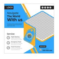 Cultural tour social media posts and web banner square design template vector