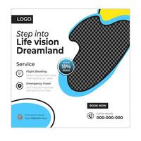 Adventure tour social media posts and web banner square design template vector