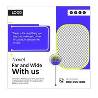 Cruise travel social media posts and web banner square design template vector