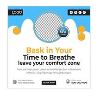 Weekend getaway social media posts and web banner square design template vector