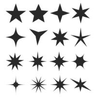icon set of different star shapes in silhouette colors vector