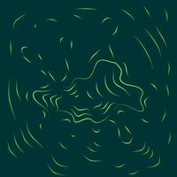Abstract Green Line Art Dark Background Swirling Design Minimalist Style vector