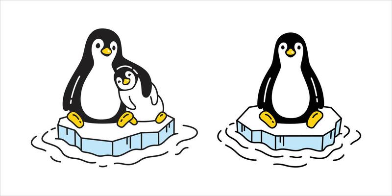 penguin seamless pattern sitting iceberg ice hug baby bird cartoon character icon doodle logo illustration isolated design