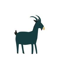 Flat illustration of a goat in a minimal and playful style. Ideal for children's books, farm-related projects, animal icons, or educational visuals vector