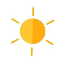 Flat sun icon with radiating rays, representing warmth, energy, summer, and optimism. Ideal for weather, solar, or environmental projects and design themes vector