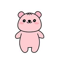A pink cartoon bear with a friendly face and simple design. Its round shape and soft colors make it ideal for baby products, toys, or childrens illustrations vector