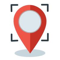 Flat illustration of GPS location pin with tracker. Suitable for navigation, maps, geolocation, and digital tracking systems vector