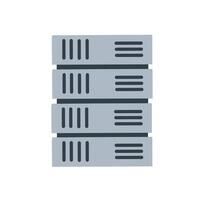 Flat illustration of data storage server rack. Perfect for data center, IT infrastructure, cloud storage, and technology-related visual content vector