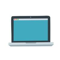 illustration of a laptop in flat style. Simple modern design representing digital technology, computing, online work, and internet connectivity. vector