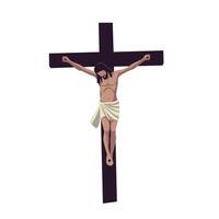 Flat of Jesus crucified on the cross, symbolizing sacrifice, redemption, and Christian faith. Minimalist style with spiritual and religious meaning vector