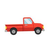 Red pickup truck illustration in side view. Simple and classic utility vehicle design vector