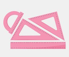 Geometry Ruler Set with Straight Triangle and Protractor Tools for School or Office Use vector