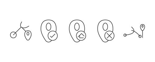 Minimalist Location Marker Line Icon Set with Editable Stroke, Isolated on White Background - Illustration vector