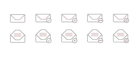 Set of Mail Icons with Editable Stroke Line Style, Isolated on Transparent Background - Illustration vector