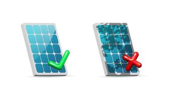 Clean and Dirty Solar Panel Showing Efficiency and Degradation vector