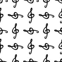 Seamless pattern of black treble clef symbols on a white background, perfect for music-themed designs, educational materials, wrapping paper vector