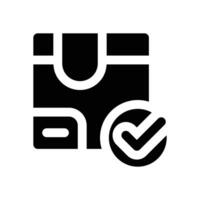 checking package glyph icon. Strong and solid icon for websites and mobile apps. vector