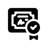 certificate glyph icon. Strong and solid icon for websites and mobile apps. vector
