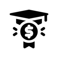 scholarship glyph icon. Strong and solid icon for websites, mobile interfaces, presentations, and visual branding. High quality and easy to edit. vector