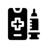 vaccine app glyph icon. Strong and solid icon for websites and mobile apps. vector