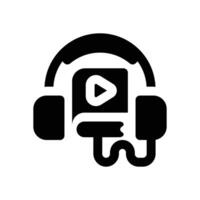 audio book glyph icon. Strong and solid icon for websites and mobile apps. vector