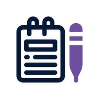 note taking dual tone icon. Sleek and modern icon for websites and mobile apps. vector