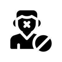 silent glyph icon. Strong and solid icon for websites and mobile apps. vector