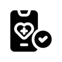 health app glyph icon. Strong and solid icon for websites and mobile apps. vector