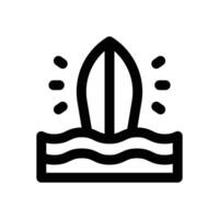 surf board line icon. Clean and minimalist icon for websites, mobile apps, presentations, and logos. Fully scalable and customizable for any project. vector