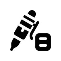 pen glyph icon. Strong and solid icon for websites and mobile apps. vector