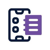 notes app dual tone icon. Sleek and modern icon for websites and mobile apps. vector