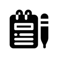 note taking glyph icon. Strong and solid icon for websites and mobile apps. vector