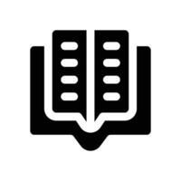 open book glyph icon. Strong and solid icon for websites, mobile interfaces, presentations, and visual branding. High quality and easy to edit. vector