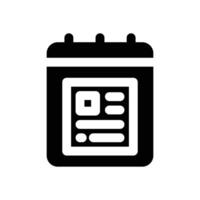 notepad glyph icon. Strong and solid icon for websites and mobile apps. vector