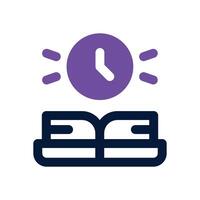 time to study dual tone icon. Sleek and modern icon for websites and mobile apps. vector