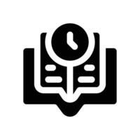 reading time glyph icon. Strong and solid icon for websites, mobile interfaces, presentations, and visual branding. High quality and easy to edit. vector
