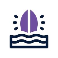 surf board dual tone icon. Sleek and modern icon for websites and mobile apps. vector