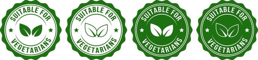 four green labels with the words sustainable for vegetarians vector