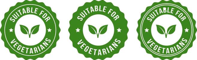 Three green labels with the words sustainable for vegetarians vector