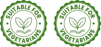 two green and white labels with the words suitable for vegetarians vector