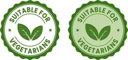 two green labels with the words suitable for vegetarians vector