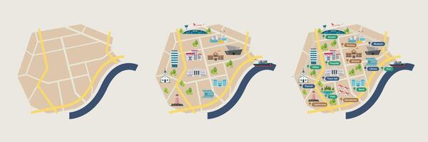 Process of Map with Road and Street Infographic Design Template vector