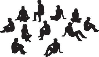 Hand Drawn Minimal People Vectors Featuring Sitting Human Figures for Use in Architectural Drawings CAD Layouts Floor Plans and Urban Planning Presentations
