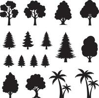 Versatile Tree Silhouette Icons Broadleaf, Evergreen, and Tropical Trees for CAD and Landscape Design vector