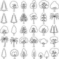 Tree Silhouette Elements Variety of Palm, Pine, and Broadleaf Trees for Landscape Architecture and Urban Design vector