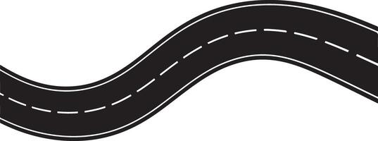 Top view minimal curved road on transparent background, abstract highway design with sharp and soft turns for maps, GPS apps, navigation tools, urban planning illustrations vector