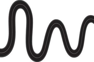 Minimal illustration of a winding road top-down view, isolated curved road design on transparent background for infographics, navigation, or route planning concepts vector