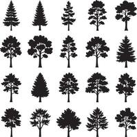 Minimal Silhouette Tree Collection Set of Deciduous, Conifer, and Palm Trees for Architectural and Landscape Projects vector